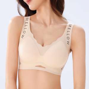 Soutien-gorge de sport push-up pour femme, été, fin, confortable, sans couture, avec larges bretelles, respirant, tricoté, motif lettres - Product Image 2