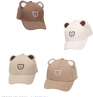Gorra de Béisbol Deportiva de 6 Paneles con Diseño de Osito para Niños, Primavera/Verano, Poliéster/Algodón