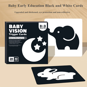 Tarjetas cognitivas de aprendizaje de estimulación visual de alto contraste personalizadas Flashcard de papel blanco y negro para bebés de 0-3-6-12-36 <span class=keywords><strong>meses</strong></span> - Product Image 3