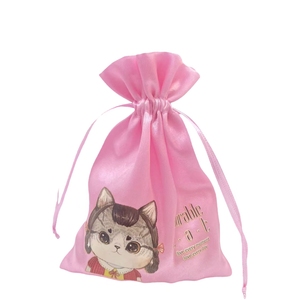Sac cadeau en satin personnalisé avec cordon de serrage, impression par transfert thermique, estampage à chaud - Product Image 3