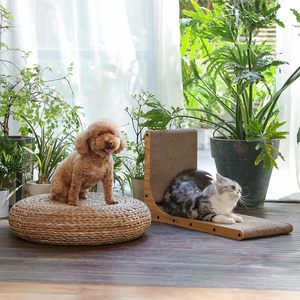 Kustom kucing Modern tiang penggaruk pohon karton kayu bentuk L bantalan gores dipasang di dinding untuk kucing - Product Image 4
