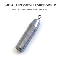Schlanker Zylinderförmiger verzinkter Eisen-Fischblei 360 °   Drehbarer Wirbel mit Anti-Snag- und Anti-Twist-Funktion für Süß- und Salzwasser-Angelausrüstung