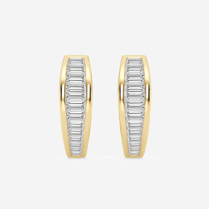 5/8 Ctw Baguette Lab Grown Diamond Huggie <b>Hoop</b> <b>Earrings</b> Elegant Modern Jewelry For Everyday Wear Special Occasions - Product Image 5