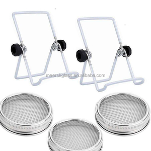 Venta al por mayor de fábrica, 16oz, 32oz, tarro de almacenamiento de conservas de vidrio de boca ancha vacío, botella de brotes con tapas de brotes de acero inoxidable - Product Image 5