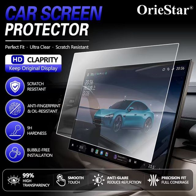 Car Screen Protector 9H Tempered Glass for Navigation Display HD Clear Anti Fingerprint Scratch Resistant