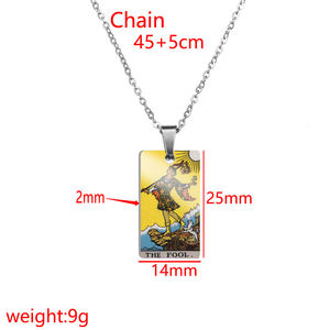 도매 <span class=keywords><strong>22</strong></span> 모델 주요 아르카나 신성한 목걸이 남성 패션 컬러 인쇄 직사각형 스테인레스 스틸 타로 카드 목걸이 여성 - Product Image 6