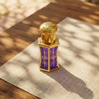 Botella de aceite esencial de lujo árabe de 10 ml, hexagonal, de vidrio mate electrochapado, con rodillo y tapa de rosca para aceite Attar