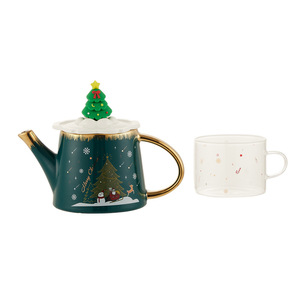 Turco nuovo stile regalo di viaggio tazza piattino Bone China Fine Royal porcellana ceramica teiera da caffè Set di tazze da tè di natale con teiera - Product Image 5