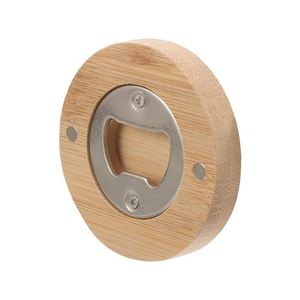 Magnetic Bamboo Beer Round Fridge Magnet Bottle Opener for Promotional <b>Gift</b> - Product Image 2