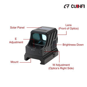 กล้องเล็งจุดแดง Cuinfi 1x21 HD Solar พร้อมระบบปลุกอัตโนมัติ แบตเตอรี่ใช้งานได้นาน 50000 ชั่วโมง  แบบ Multi-Reticle ป้องกันการกระแทก กันน้ำ ผลิตจากอลูมิเนียมอัลลอย - Product Image 4