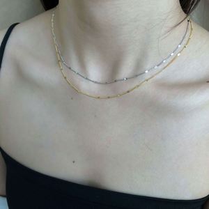 Collar de Cadena Plana Tipo Serpiente de Plata de Ley 925 con Baño de Oro de 18k, Diseño Personalizado Moderno Dylam, Joyería para Mujer a Bajo Precio - Product Image 3