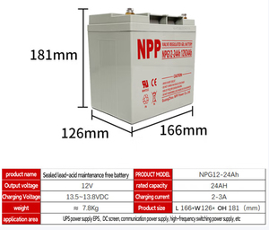 แบตเตอรี่เจลแบบไม่ต้องบำรุงรักษา NPG12-24Ah 12V 24AH แบตเตอรี่ตะกั่ว-กรดสำหรับเก็บพลังงานในห้องสื่อสาร ระบบสำรองไฟฟ้า (UPS) NPG12-20Ah NPP - Product Image 6