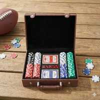 OEM ODM Personalisiertes ABS-Sport-Pokerset für Trauzeugen Basketball- & Football-Geschenke Individuell Lasergraviertes Spieleabend-Geschenk CN