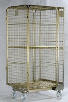 Chariot de rangement pliable en fil d'acier galvanisé, 4 côtés, entrepôt portable, chariot de stockage mécanique, Cage à linge