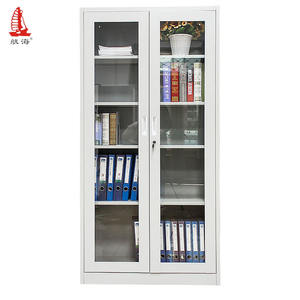 Distribué en Pologne Armoire de classement de bureau à porte en verre avec étagères réglables - Product Image 1
