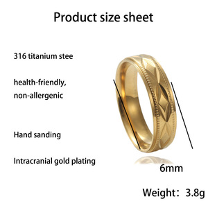 yunnique <b>Titanium</b> Steel <b>Ring</b> Gold Geometric Pattern Women's Fashion Jewelry Gift 23031 - Product Image 5