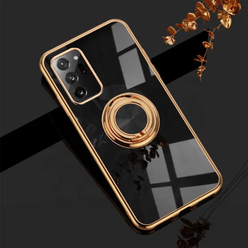 Shockproof Plating Metal Ring Holder Case For Samsung Galaxy Note 20 Ultra Thin Stand Cover For Samsung S21 note20