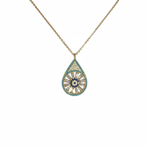 Collier à pendentif en métal doré design mauvais œil - Product Image 2