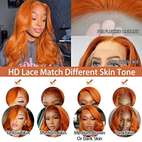 Cheveux humains vierges vietnamiens gingembre-orange, grade 12A, HD transparents, pour perruque, densité 180%, ondulés, sans perte de cheveux, pour femmes