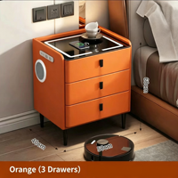 Table de chevet intelligente NovaSmart en bois avec charge sans fil, haut-parleur Bluetooth LED 3 couleurs, verrouillage par empreinte digitale, moderne, pour chambre à coucher et hôtel