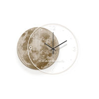 Horloge murale LED personnalisée style nordique en acrylique, ultra silencieuse, design lune, décoration intérieure unique, tendance, simple, à affichage unique
