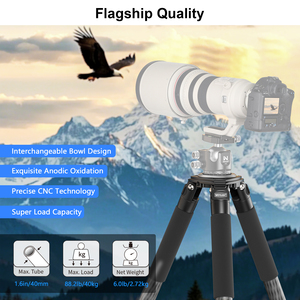 Trípode NX9 de Fibra de Carbono de 63 Pulgadas, Trípode Resistente con Base de 40 mm, Soporte Profesional para Cámara con Adaptador de Base, Carga de 40 kg - Product Image 2