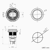 Interrupteur à bouton-poussoir LED en plastique HBAN 22 mm 10A 440V 1NO1NC Momentané/Verrouillable IP67 à bornes à broches pour contrôle industriel électronique