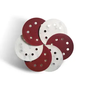 דיסק ליטוש שוחק עם 8 חורים 125 מ""מ נייר ליטוש אלומינה דיסק חול אוטומטי לליטוש עץ ומתכת