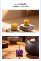 Porte-encens en agate naturelle sculptée, forme de bloc, avec trou unique, pour la maison et la voiture