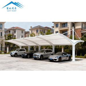 โครงสร้างที่จอดรถแบบเต็นท์ผ้า PVDF ดีไซน์ใหม่ปี 2026 โครงเหล็กแข็งแรงทนทาน สำหรับจอดรถยนต์ - Product Image 3