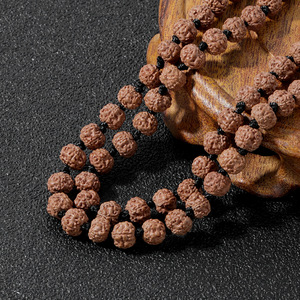 Chuỗi Hạt Bằng Gỗ <span class=keywords><strong>Rudraksha</strong></span> Tự Nhiên Thắt Nút Tôn Giáo Đá Quý Luân Xa Thiền Định Vòng Cổ Mân Côi Mala Dài 108 Cho Nam - Product Image 6