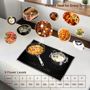เตาแม่เหล็กไฟฟ้าสองหัวทรงพลังพร้อมระบบล็อคป้องกันเด็ก - Product Image 3