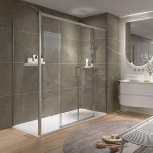 Kit porte <span class=keywords><strong>de</strong></span> <span class=keywords><strong>douche</strong></span> coulissante d'angle <span class=keywords><strong>pour</strong></span> douches néo-angulaires <span class=keywords><strong>de</strong></span> 32 à 36 po-<span class=keywords><strong>Joint</strong></span> en silicone étanche en verre transparent <span class=keywords><strong>de</strong></span> 5/16 po - Product Image 6