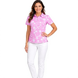 Camisa Polo con Estampado Floral Rosa para Mujer, Manga Corta, Cuello con Botones, Ligera, Verano, Golf, Informal, Proveedor Mayorista Personalizado - Product Image 4