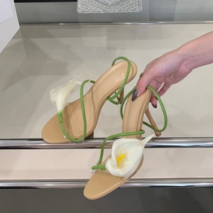 Designer High-End Women's High Top Three-Dimensional Flower Height Increasing Slip-On High-Heeled <b>Sandals</b> Wholesale for Summer - Product Image 1