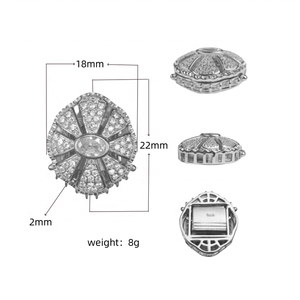 Fermoirs déployants en argent 925 avec fleur et pierre CZ pour la fabrication de bijoux (bracelets, colliers, breloques) - Product Image 1