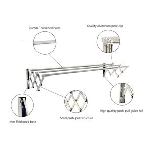 Rak Pengering Pakaian Stainless Steel Berkualitas Tinggi Harga Terjangkau Mini Rak Jemuran Dinding Balkon Multifungsi - Product Image 3