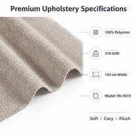 Tissus et Matières Premières pour la Fabrication de Canapés : Velours Doux et Moelleux, Tissu d'Ameublement 100% Polyester, 270 g/m², 142 cm, Vente en Gros