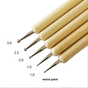 A buon mercato natura manico in legno per unghie 5 pz/set penna punteggiatura per unghie a doppia testa in legno penne per unghie - Product Image 6