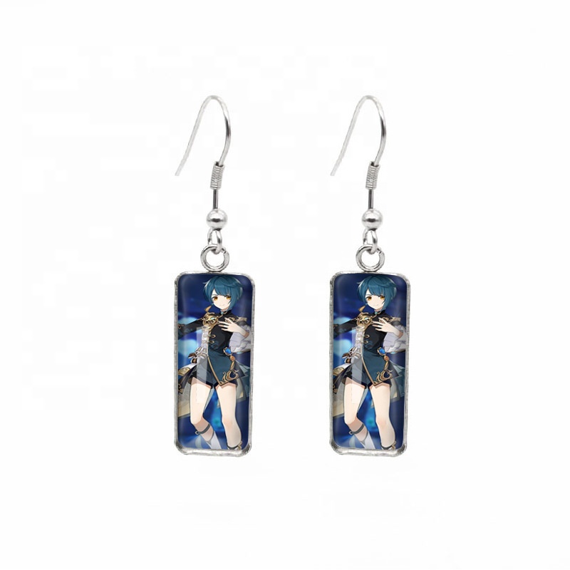 Genshin impatto Cosplay gioielli 14 stili orecchini pendenti di cristallo per uomo e donna alla moda Anime accessori ispirati al Giappone