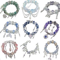 Gelang Manik-Manik Batu Alam Kaca Lampwork Gaya Unik Grosir Stok, Desain Niche Unisex Berkualitas Tinggi, Dapat Dipersonalisasi
