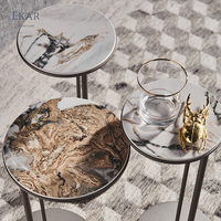 Ensemble de table d'angle à panneaux en marbre de luxe-Élégance intemporelle pour intérieurs modernes