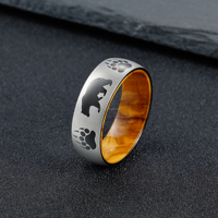 Anillo de tungsteno de estilo clásico Oliver POYA de 8mm con revestimiento de acero inoxidable plateado de oso negro para regalo de boda aniversario