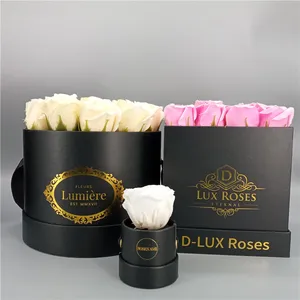 Luxurious Romantic Unique Flower Gifts Packaging Personalized Factory Custom Lovely round Cardboard Display Box Made Paperboard