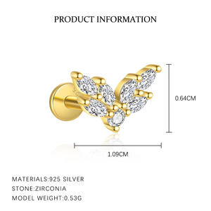 Hainon 925 Sterling Silver Fashion Ovale Forme Carré Zircon Boucles D'oreilles Plaqué Or Boucles D'oreilles Classique Boucles D'oreilles pour les Femmes <span class=keywords><strong>X415</strong></span> - Product Image 4