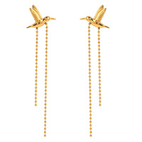 Boucles d'oreilles à pompon oiseau doré à la mode à la mode Boucles d'oreilles en acier inoxydable