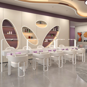 Table de manucure moderne en marbre avec aspirateur à poussière, écologique, de luxe, double, professionnelle, pour salon de manucure - Product Image 2