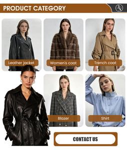 <span class=keywords><strong>Giacca</strong></span> in <span class=keywords><strong>Pelle</strong></span> da Donna <span class=keywords><strong>Beige</strong></span> Personalizzata a Doppio Petto con Design Elegante e alla Moda Antivento - Product Image 5