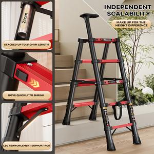 Échelle télescopique moderne en acier au carbone certifiée CE, pliable 4/5/6 sections, pour appartement, OEM ODM disponible pour l'Europe et l'Amérique du Sud - Product Image 5
