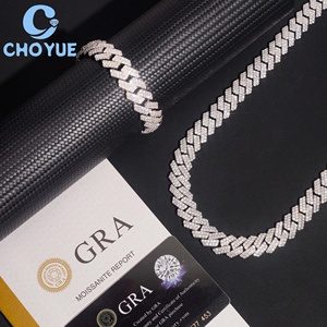 Custom 925 Sterling Silver 14mm 2rows Moissanite Cuban Link <b>Chain</b> Necklace Men's Hiphop Style <b>Iced</b> <b>Out</b> Jewelry - Product Image 2